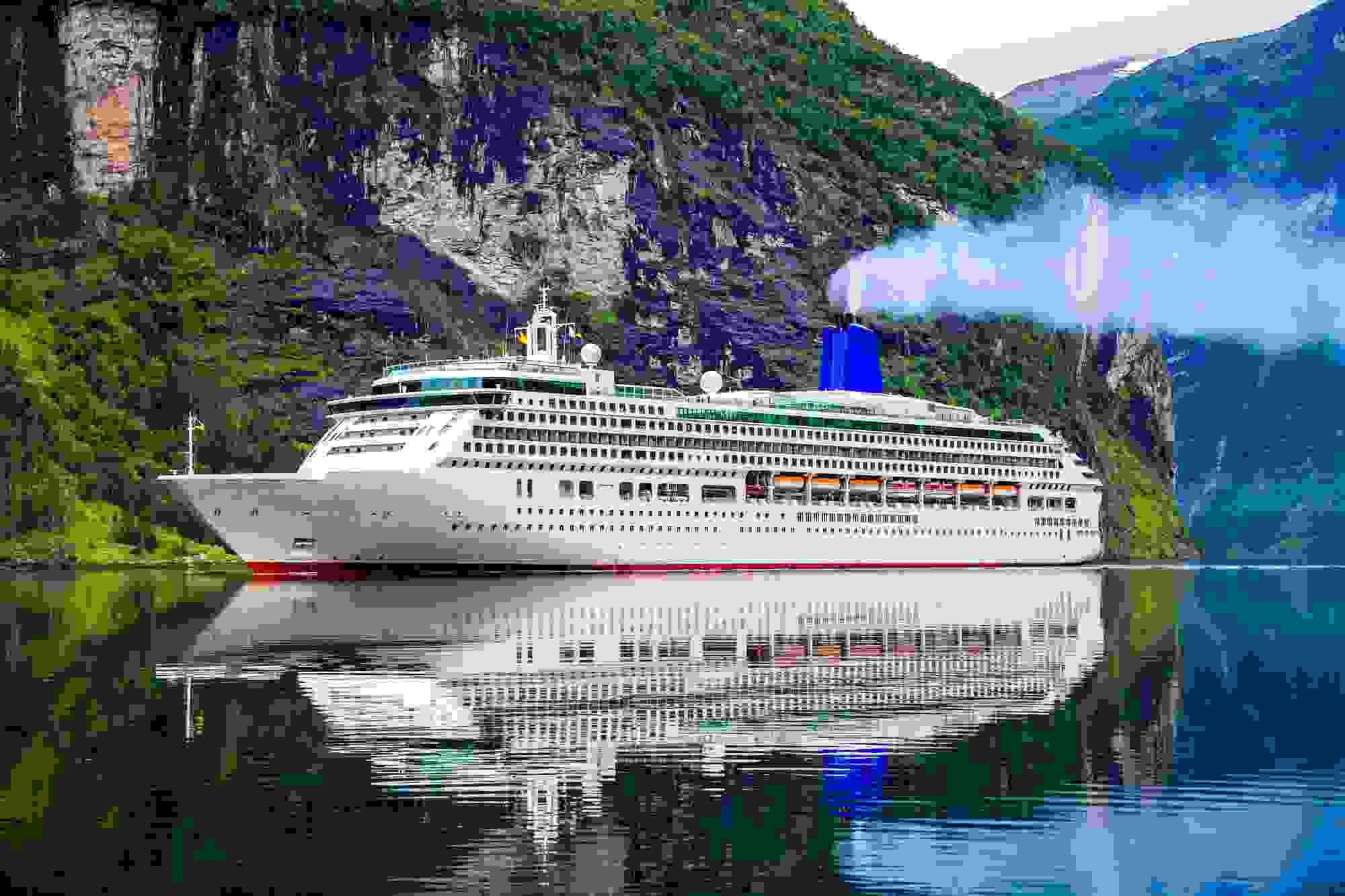 Cruise Ship, Cruise Liners On Geiranger fjord, Norway